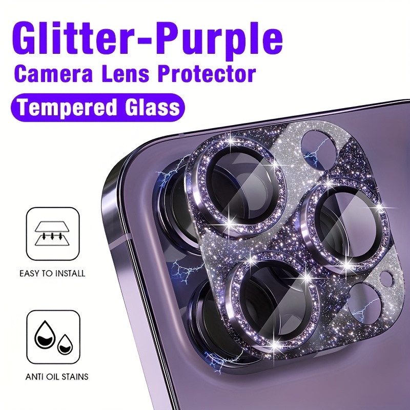 1 Pcs Glitter-Purple Camera Le - Tempered Glass Screen 9H 评论和价格