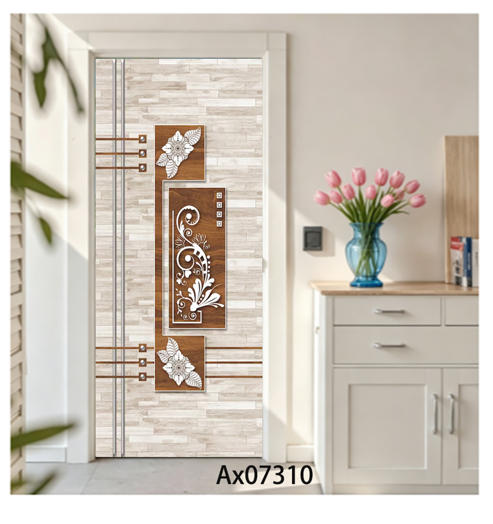 Retro Floral Wood Marble Door  - Full Cover Adhesive 评论和价格