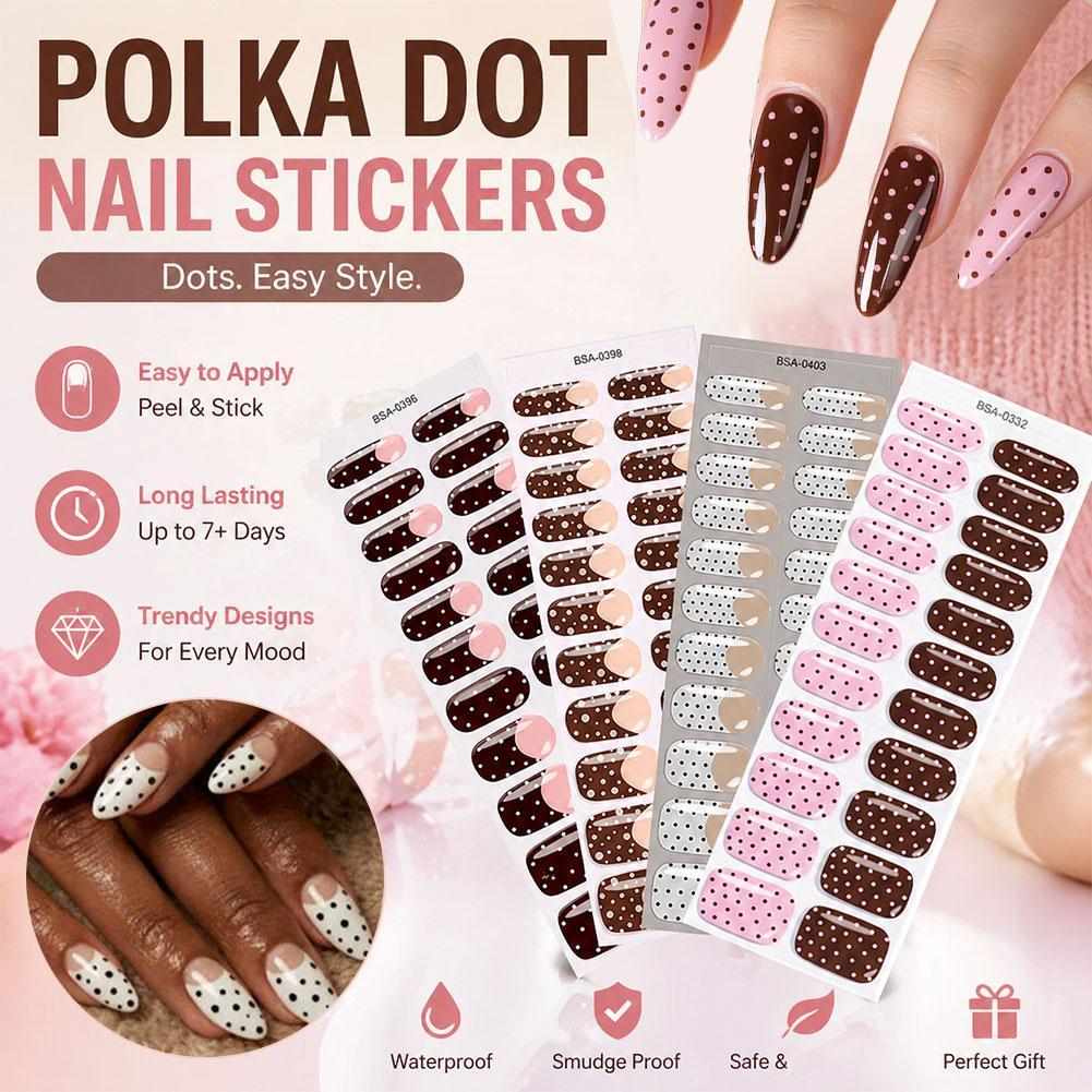 Polka Dot Gel Nail Strips Full - Full Cover Adhesive 评论和价格