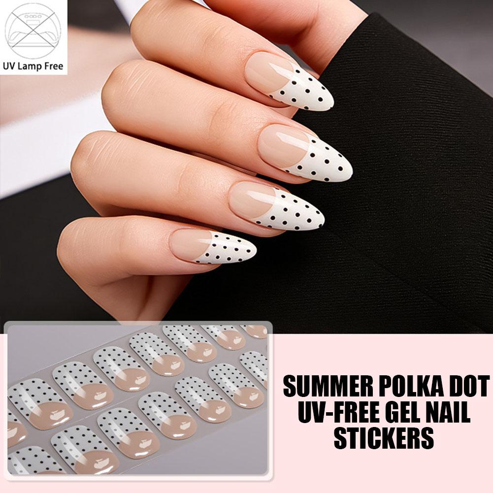 Polka Dot Gel Nail Strips Full - Full Cover Adhesive 评论和价格