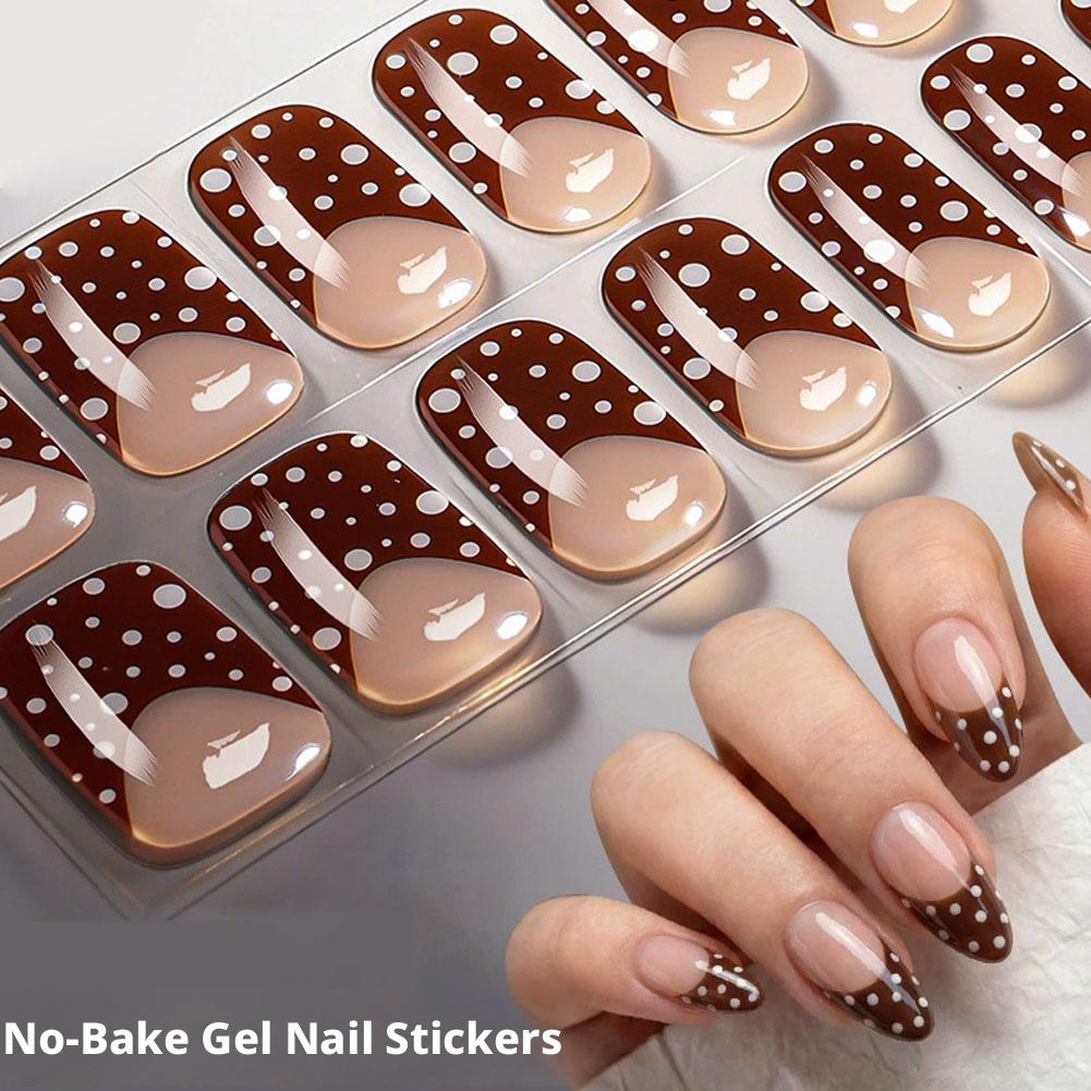 Polka Dot Gel Nail Strips Full - Full Cover Adhesive 评论和价格